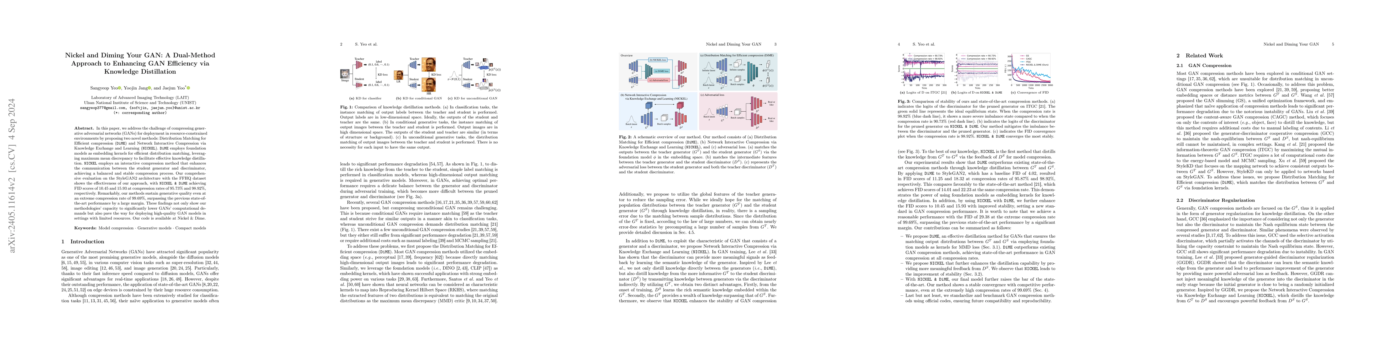 Thumbnail for Nickel and Diming Your GAN: A Dual-Method Approach to Enhancing GAN
  Efficiency via Knowledge Distillation