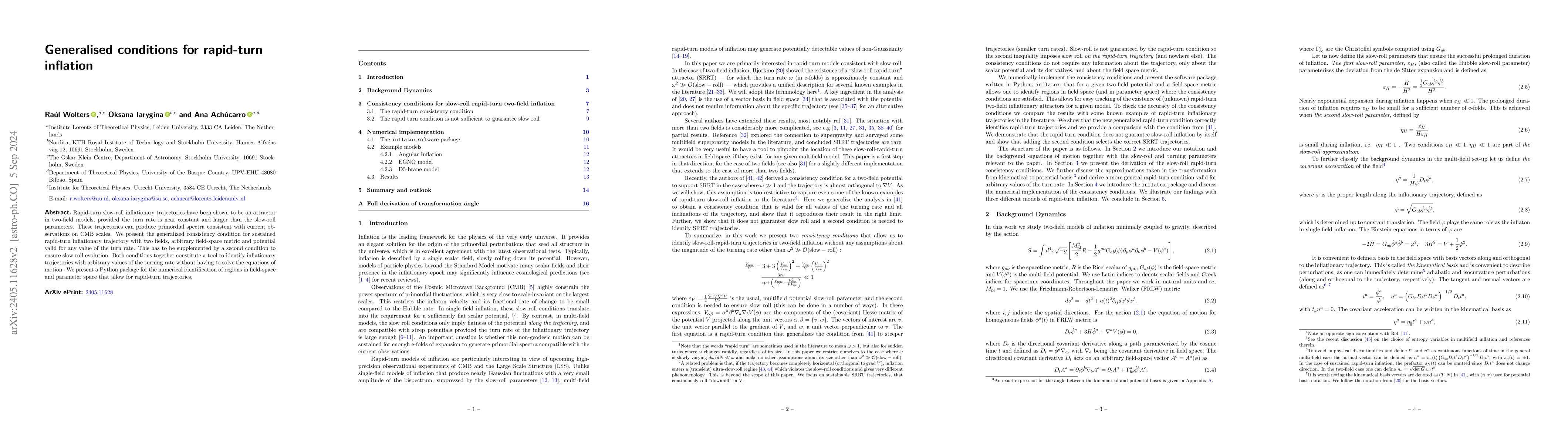 Thumbnail for Generalised conditions for rapid-turn inflation