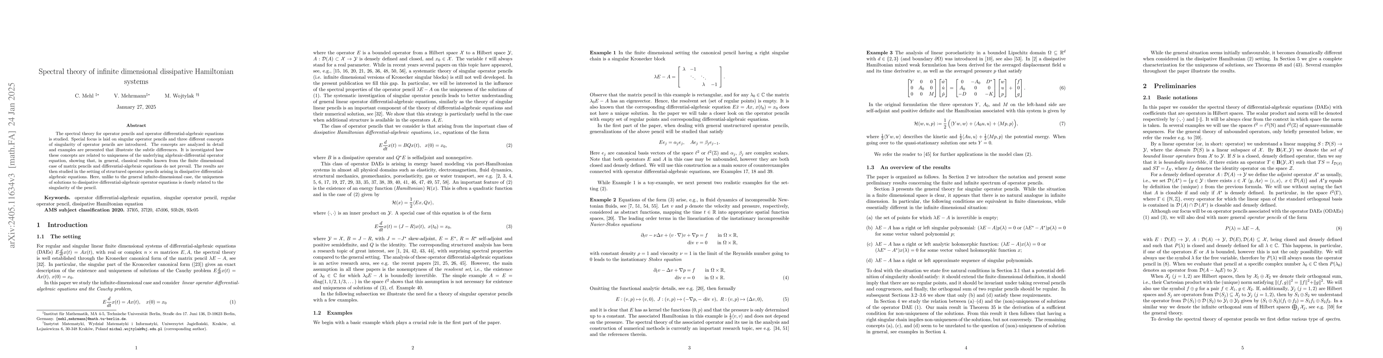 Thumbnail for Spectral theory of infinite dimensional dissipative Hamiltonian systems