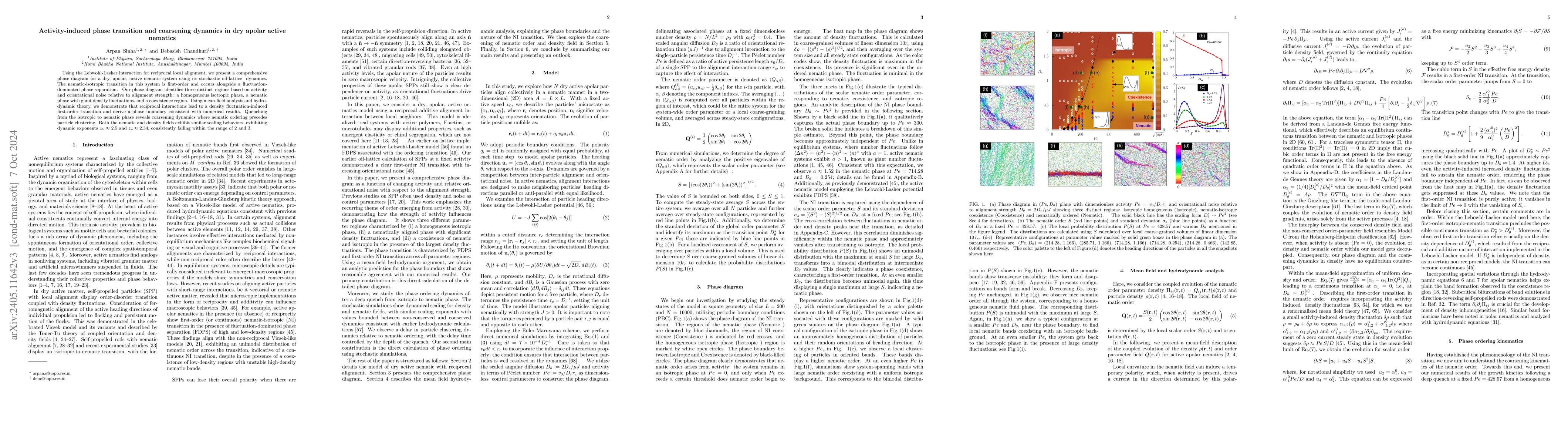 Thumbnail for Phase diagram and coarsening dynamics in dry apolar active nematics with
  reciprocal local alignment