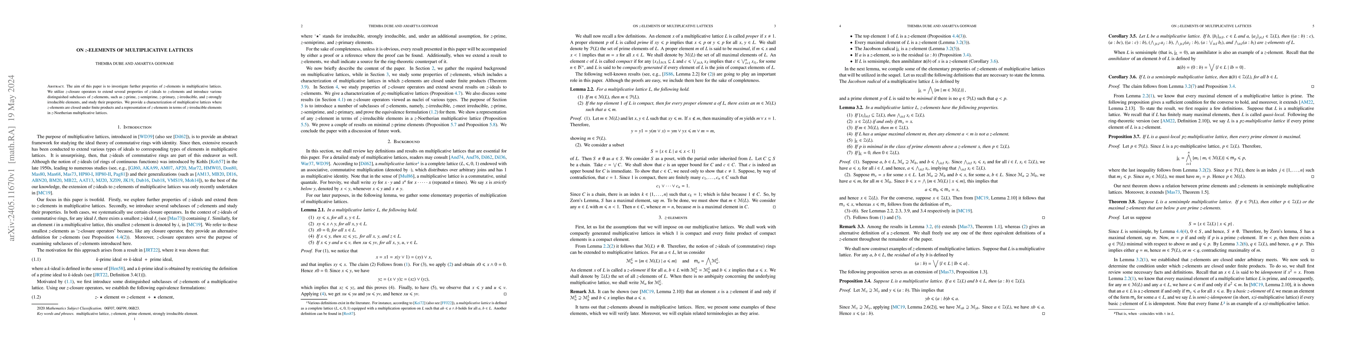 Thumbnail for On $z$-elements of multiplicative lattices