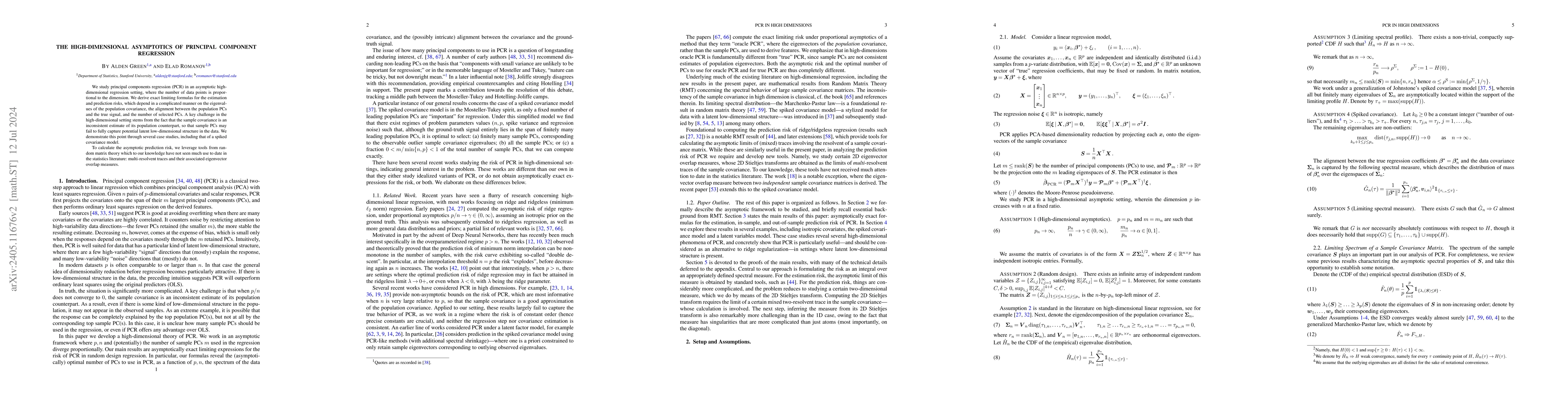 Thumbnail for The High-Dimensional Asymptotics of Principal Component Regression