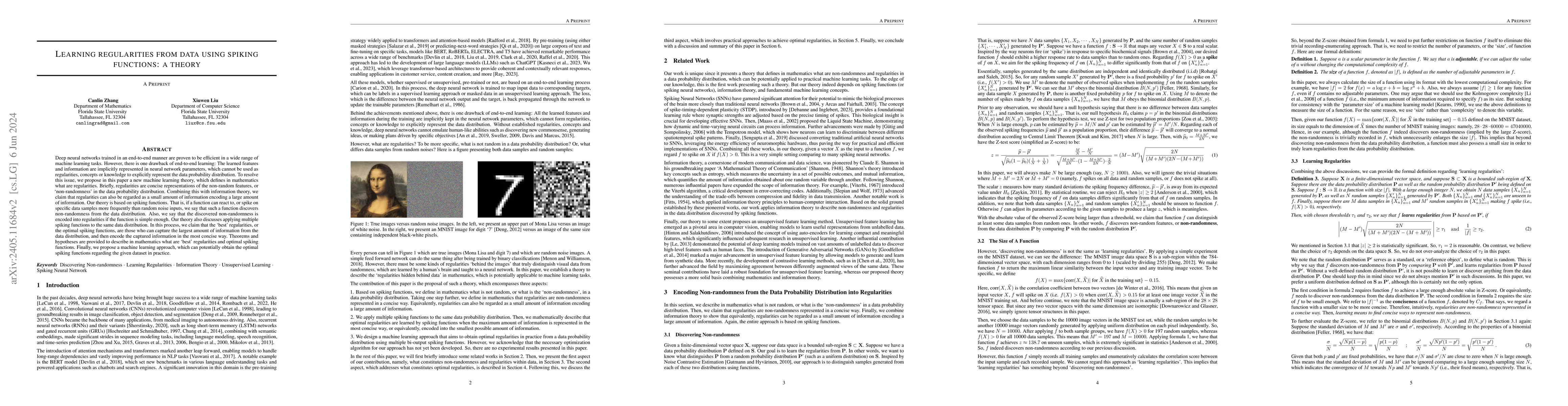 Thumbnail for Learning Regularities from Data using Spiking Functions: A Theory