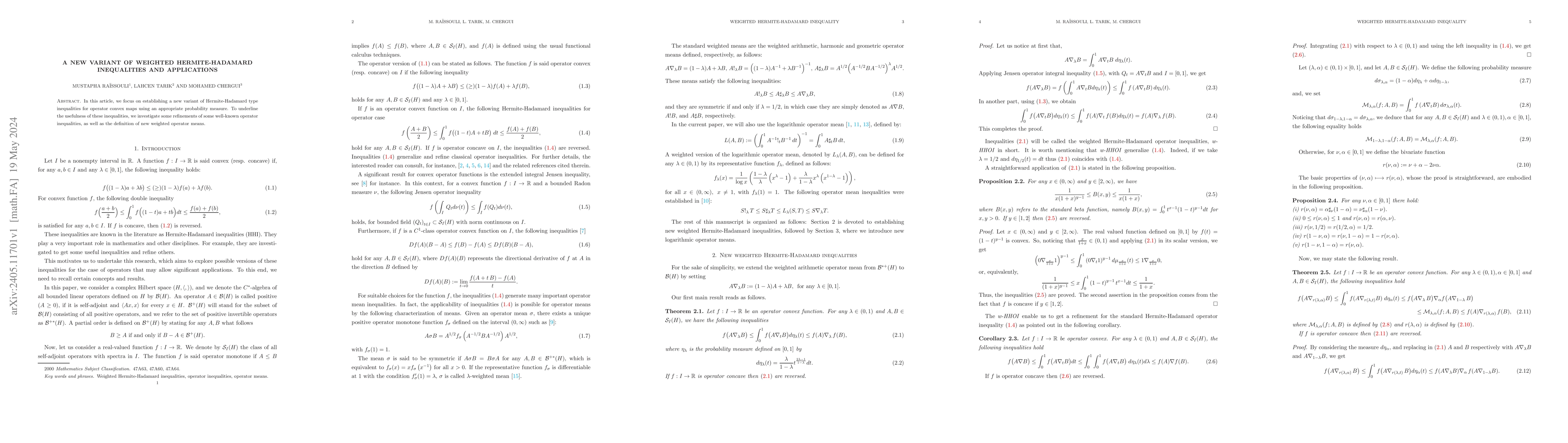 Thumbnail for A new variant of weighted Hermite-Hadamard inequalities and applications