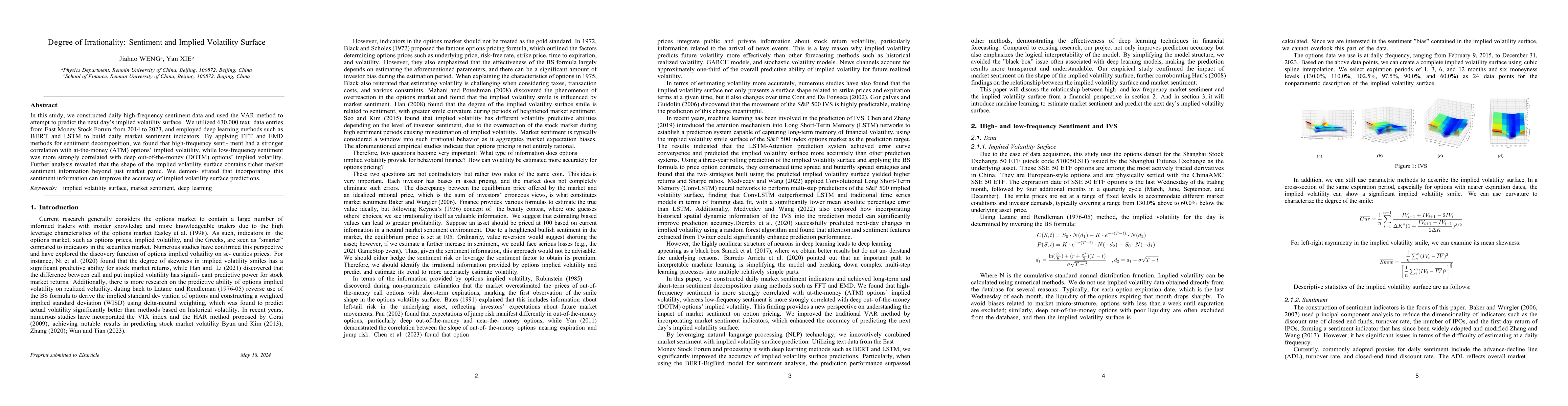 Thumbnail for Degree of Irrationality: Sentiment and Implied Volatility Surface