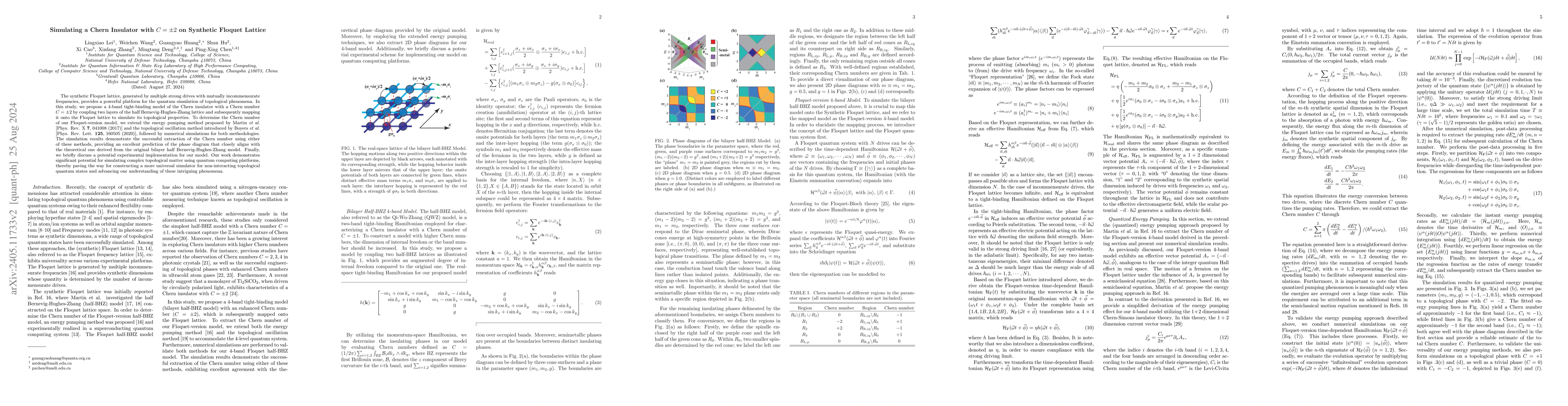 Thumbnail for Simulating a Chern Insulator with C = $\pm$2 on Synthetic Floquet
  Lattice