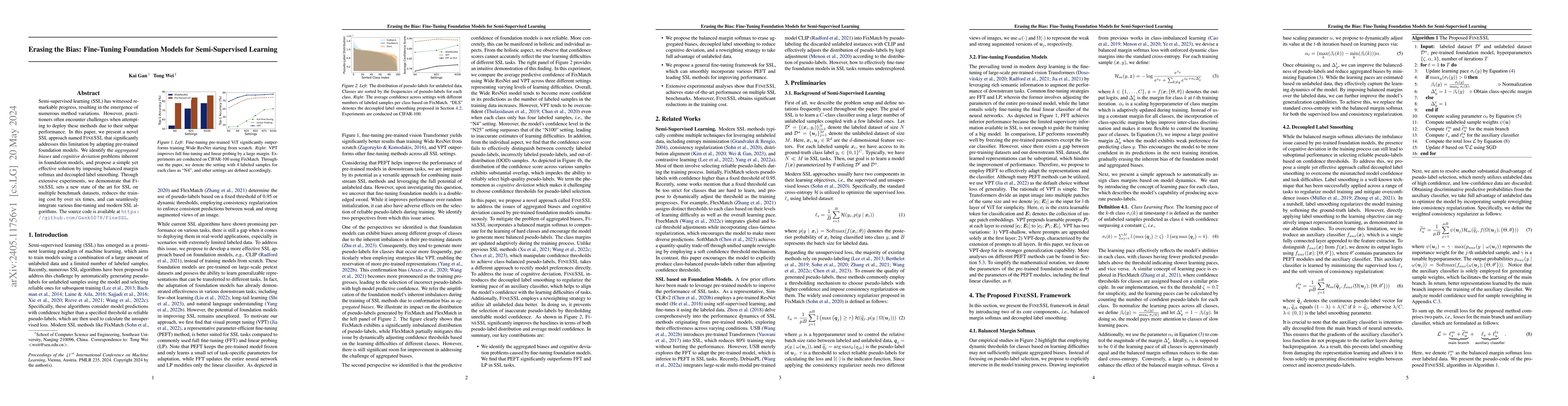 Thumbnail for Erasing the Bias: Fine-Tuning Foundation Models for Semi-Supervised
  Learning