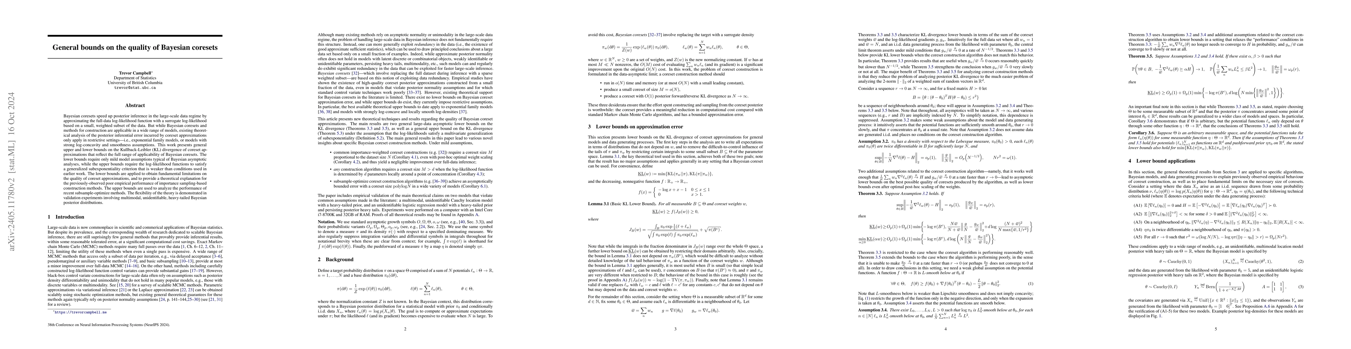 Thumbnail for General bounds on the quality of Bayesian coresets