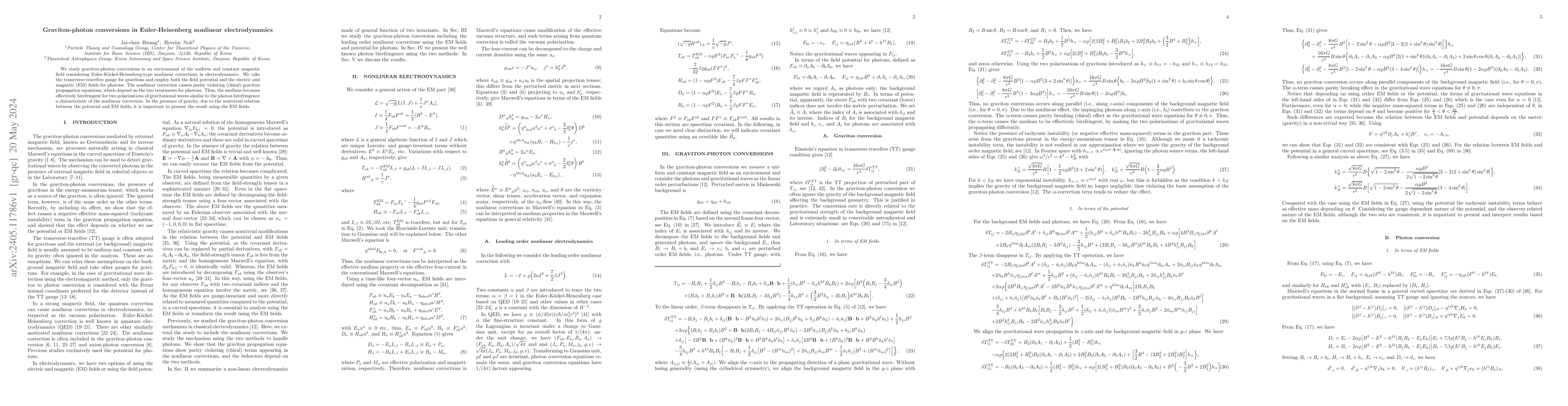 Thumbnail for Graviton-photon conversions in Euler-Heisenberg nonlinear
  electrodynamics