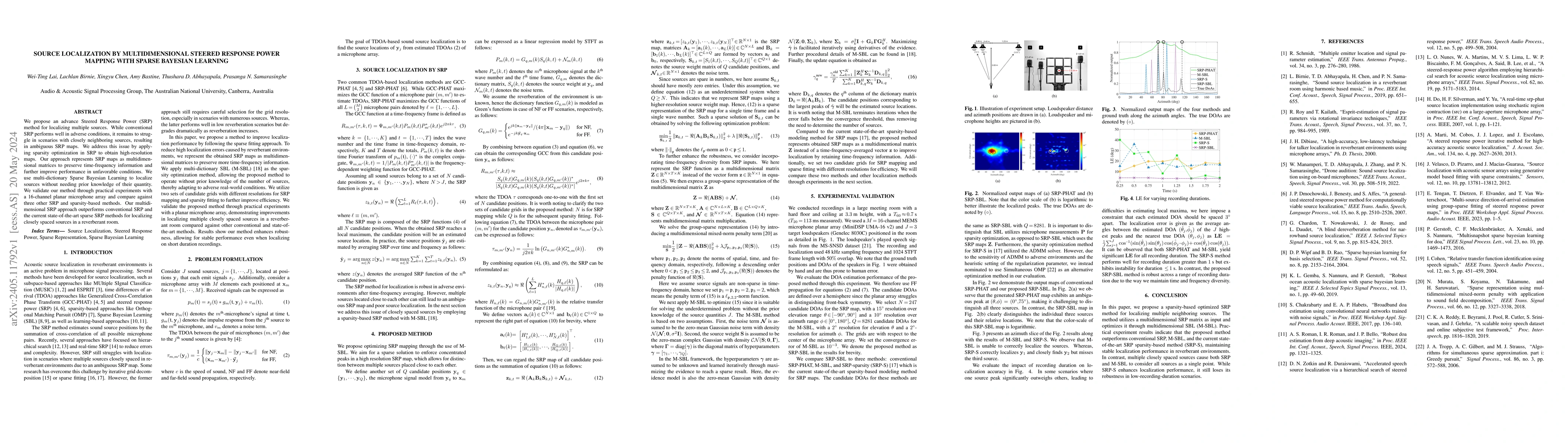 Thumbnail for Source Localization by Multidimensional Steered Response Power Mapping
  with Sparse Bayesian Learning