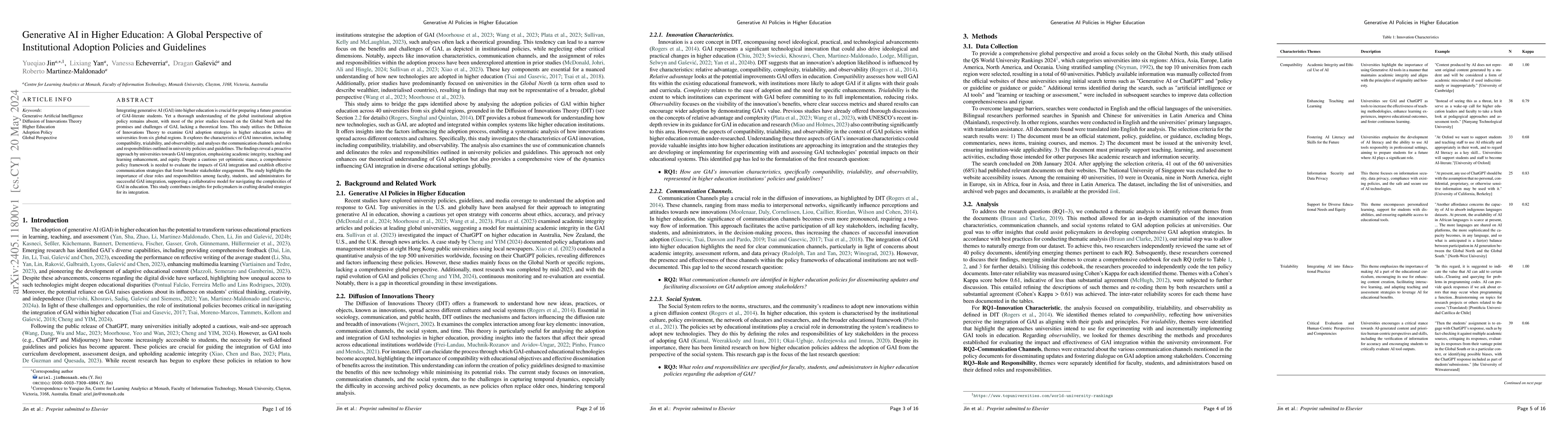 Thumbnail for Generative AI in Higher Education: A Global Perspective of Institutional
  Adoption Policies and Guidelines