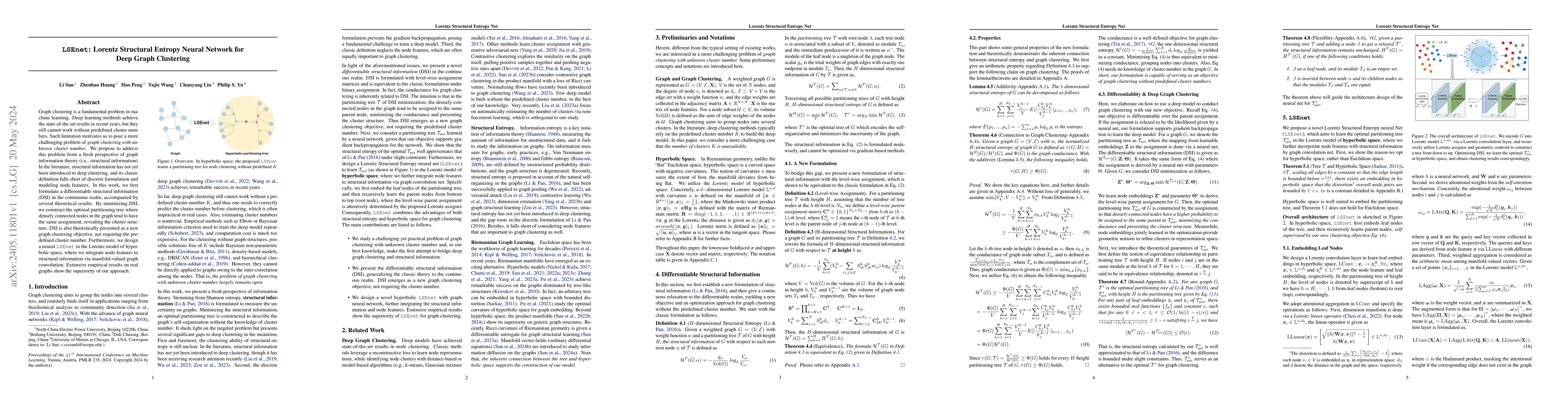 Thumbnail for LSEnet: Lorentz Structural Entropy Neural Network for Deep Graph
  Clustering