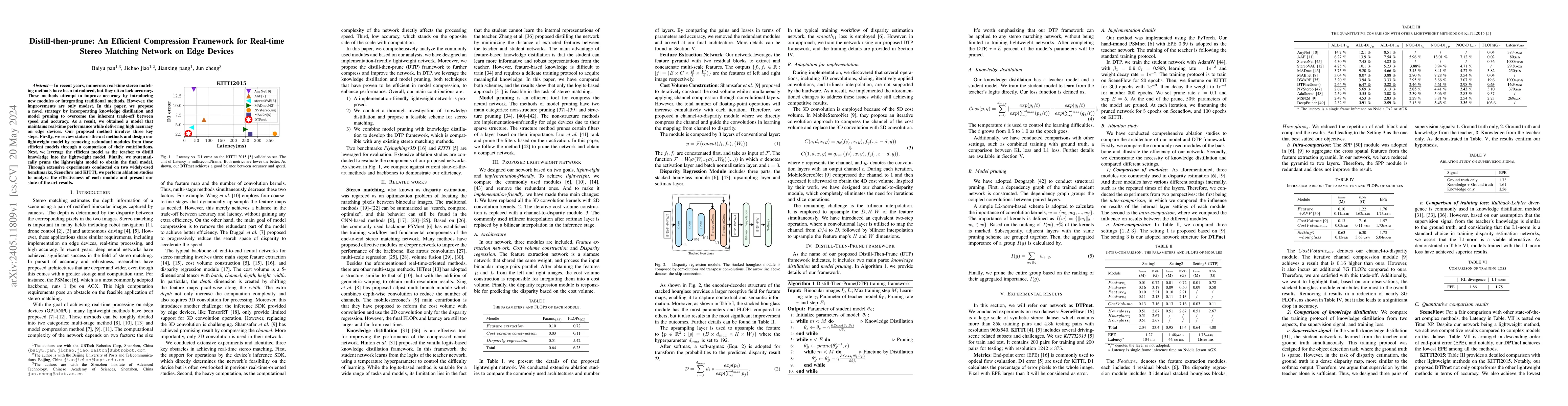 Thumbnail for Distill-then-prune: An Efficient Compression Framework for Real-time
  Stereo Matching Network on Edge Devices