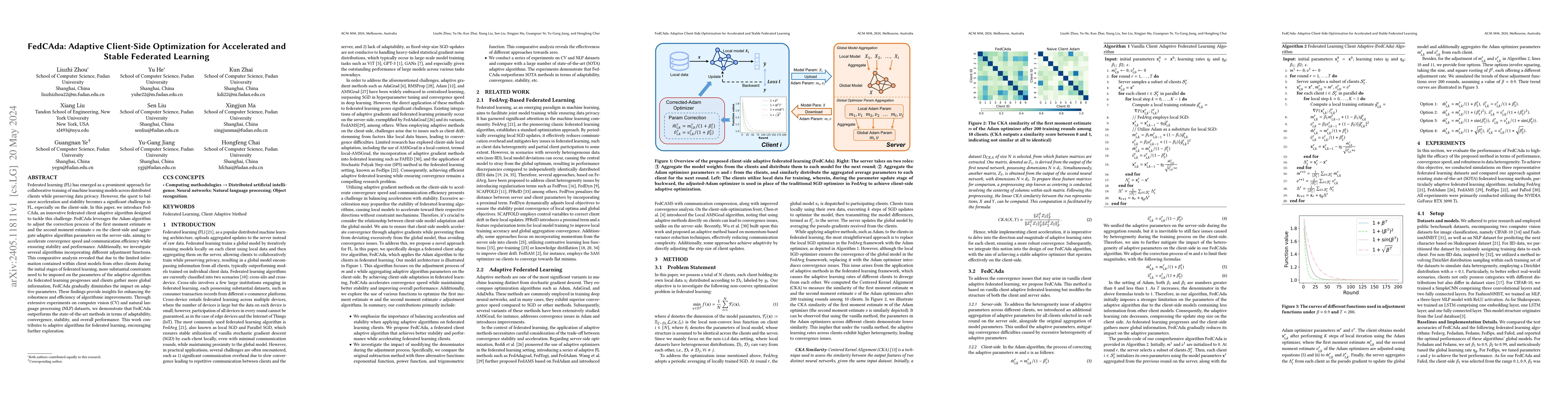 Thumbnail for FedCAda: Adaptive Client-Side Optimization for Accelerated and Stable
  Federated Learning