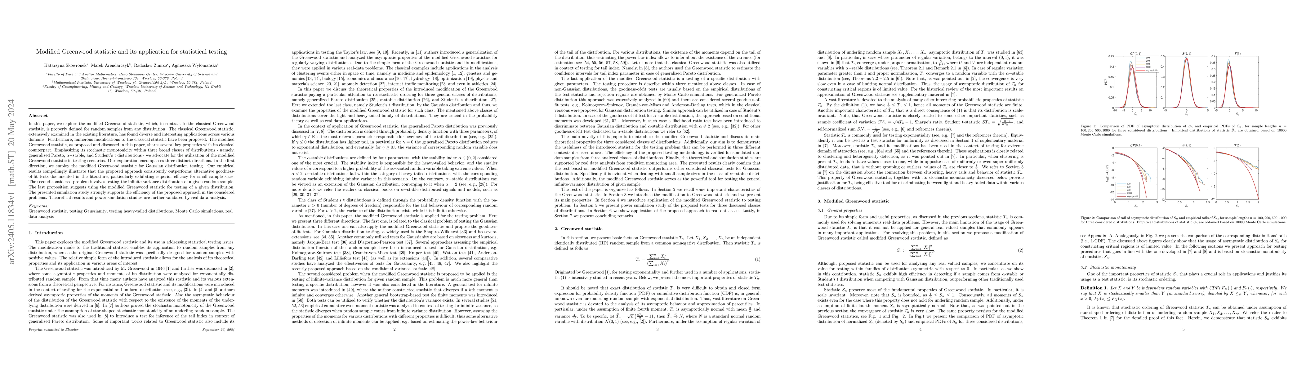 Thumbnail for Modified Greenwood statistic and its application for statistical testing