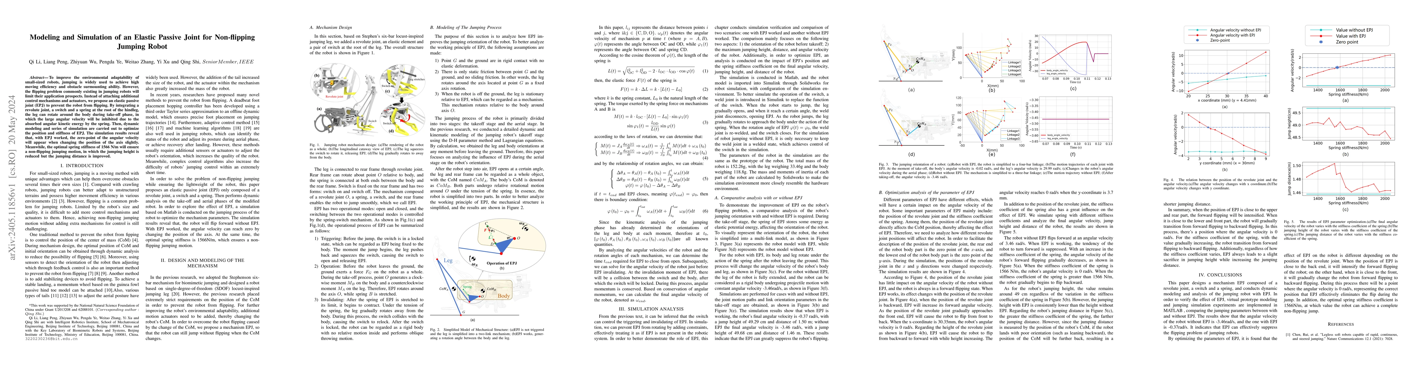 Thumbnail for Modeling and simulation of a mechanism for suppressing the flipping
  problem of a jumping robot