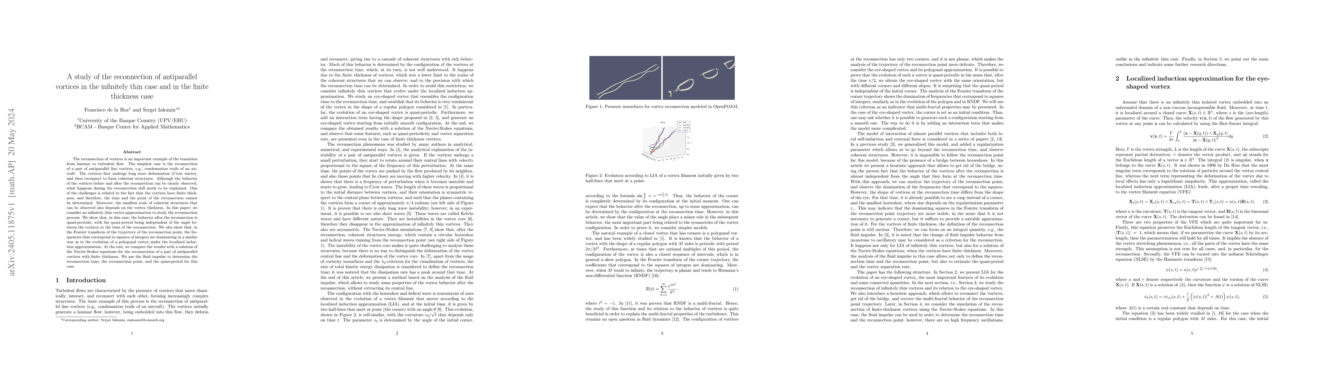Thumbnail for A study of the reconnection of antiparallel vortices in the infinitely
  thin case and in the finite thickness case