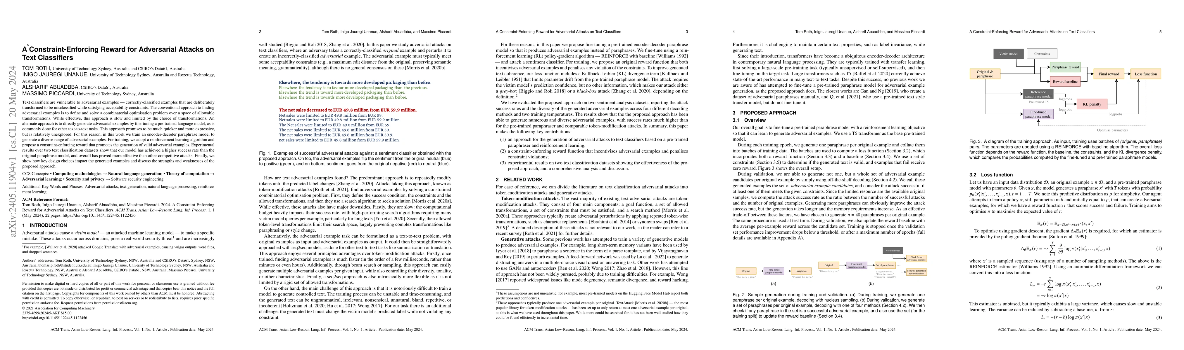Thumbnail for A Constraint-Enforcing Reward for Adversarial Attacks on Text
  Classifiers