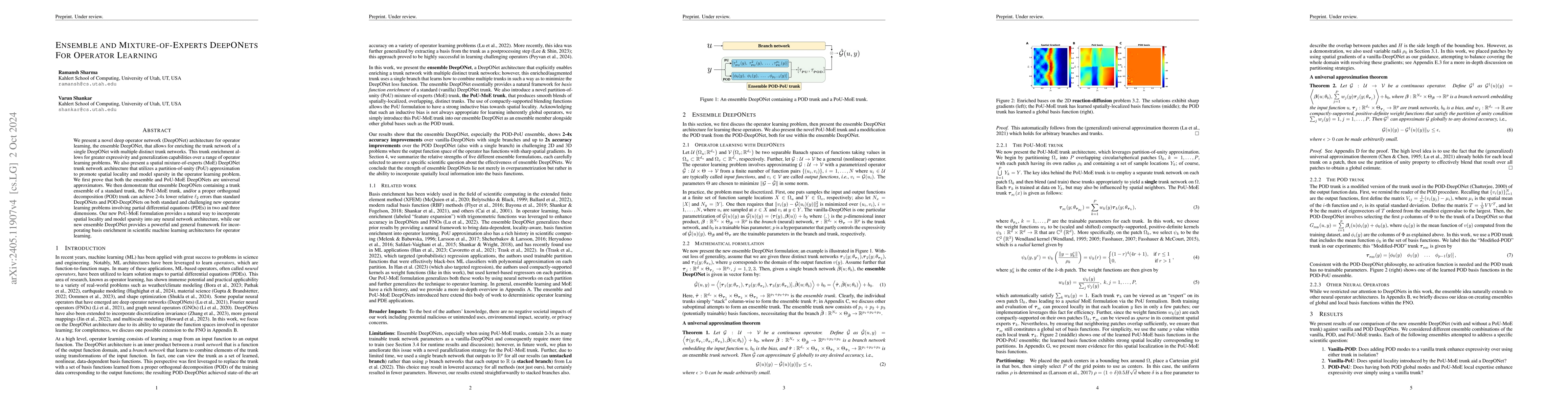 Thumbnail for Ensemble and Mixture-of-Experts DeepONets For Operator Learning