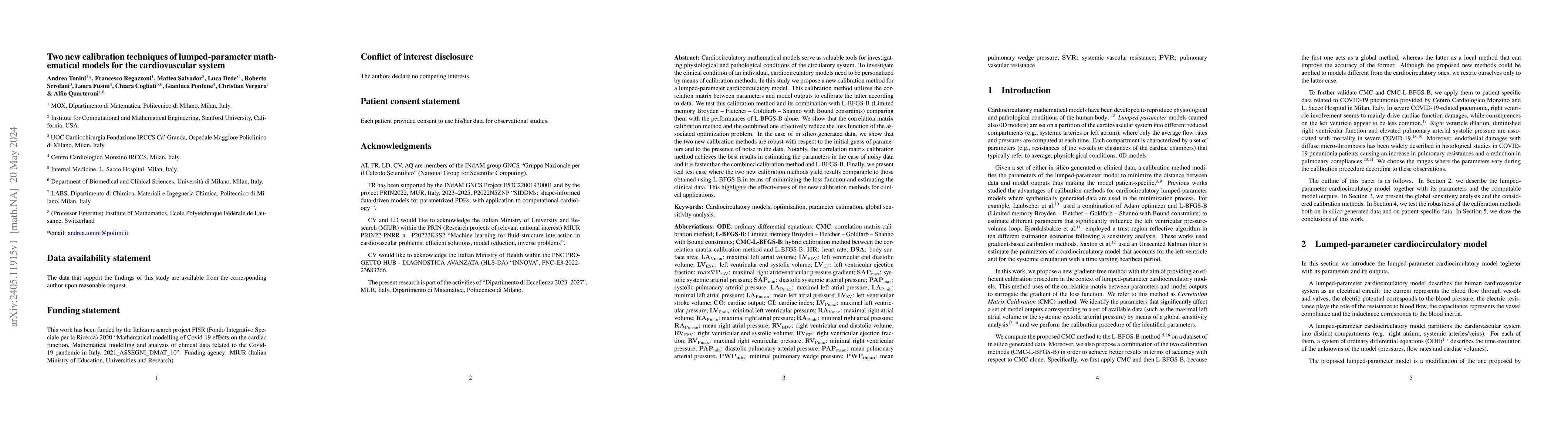 Thumbnail for Two new calibration techniques of lumped-parameter mathematical models
  for the cardiovascular system