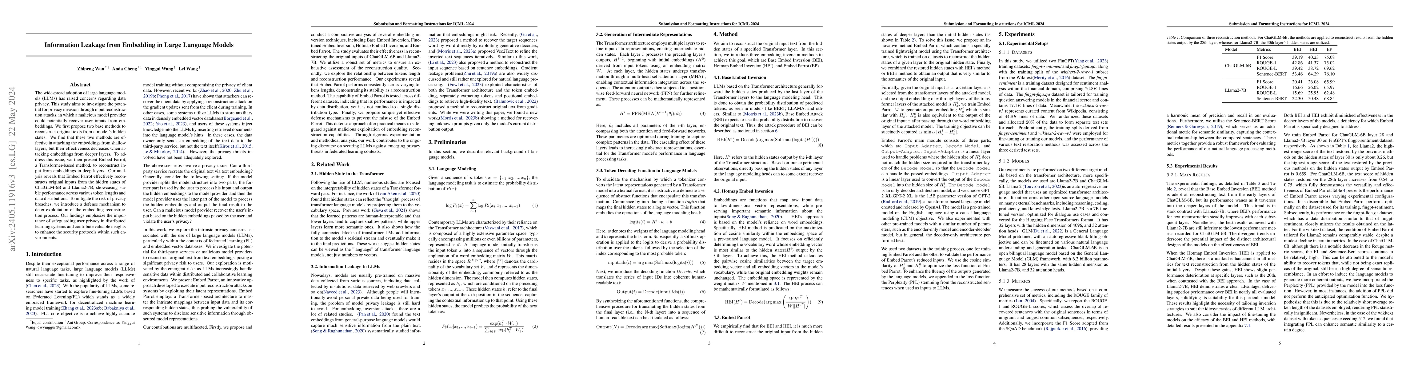 Thumbnail for Information Leakage from Embedding in Large Language Models