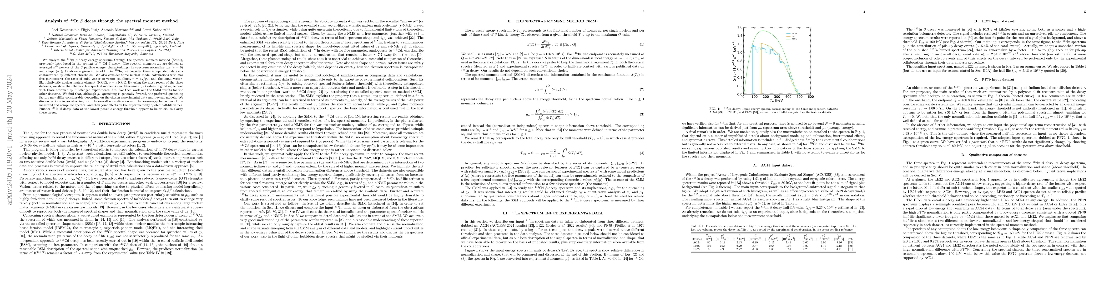 Thumbnail for Analysis of $^{115}$In $\beta$ decay through the spectral moment method