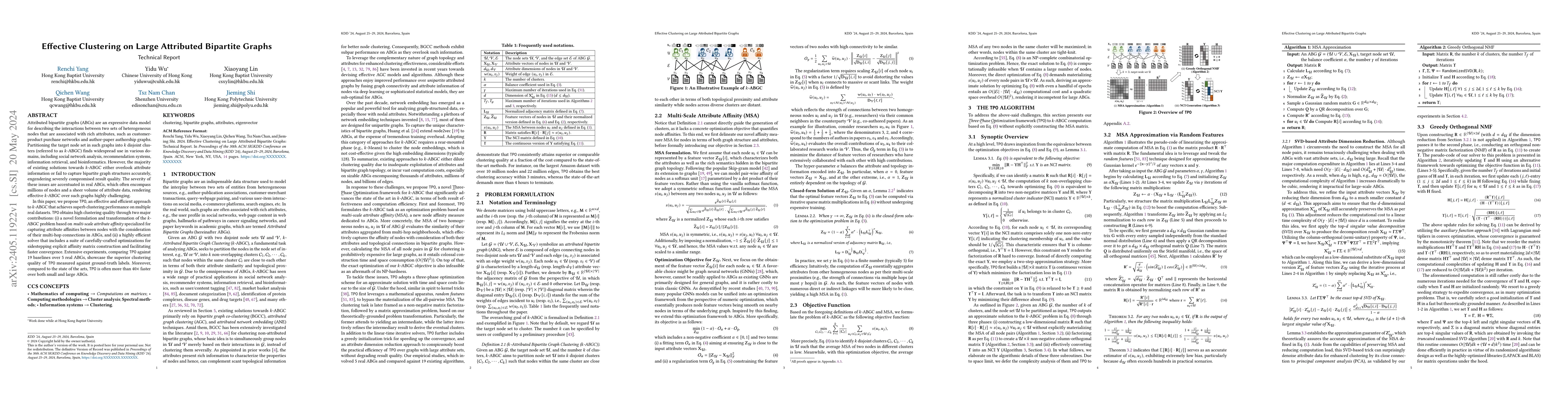 Thumbnail for Effective Clustering on Large Attributed Bipartite Graphs