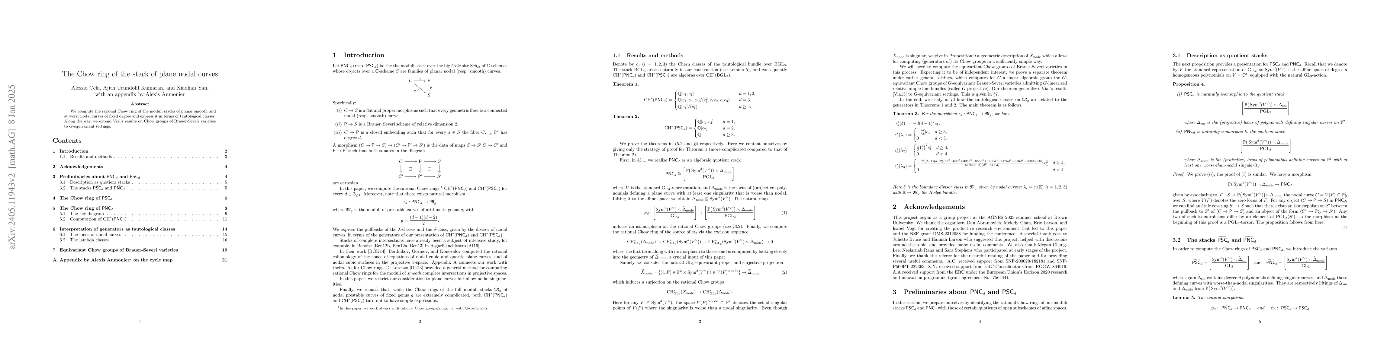 Thumbnail for Chow ring of the stack of plane nodal curves