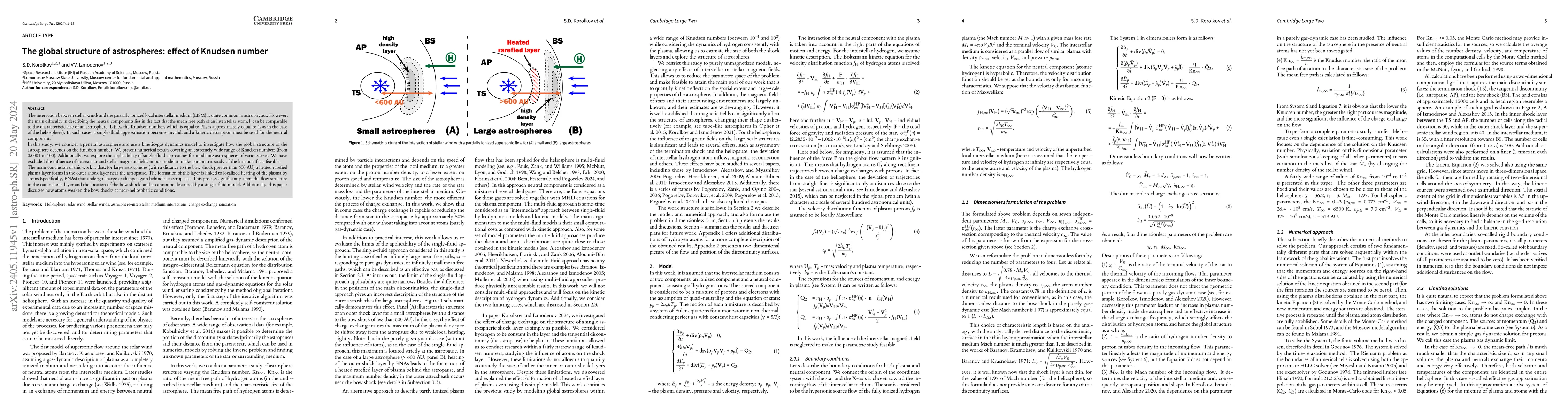 Thumbnail for The global structure of astrospheres: effect of Knudsen number