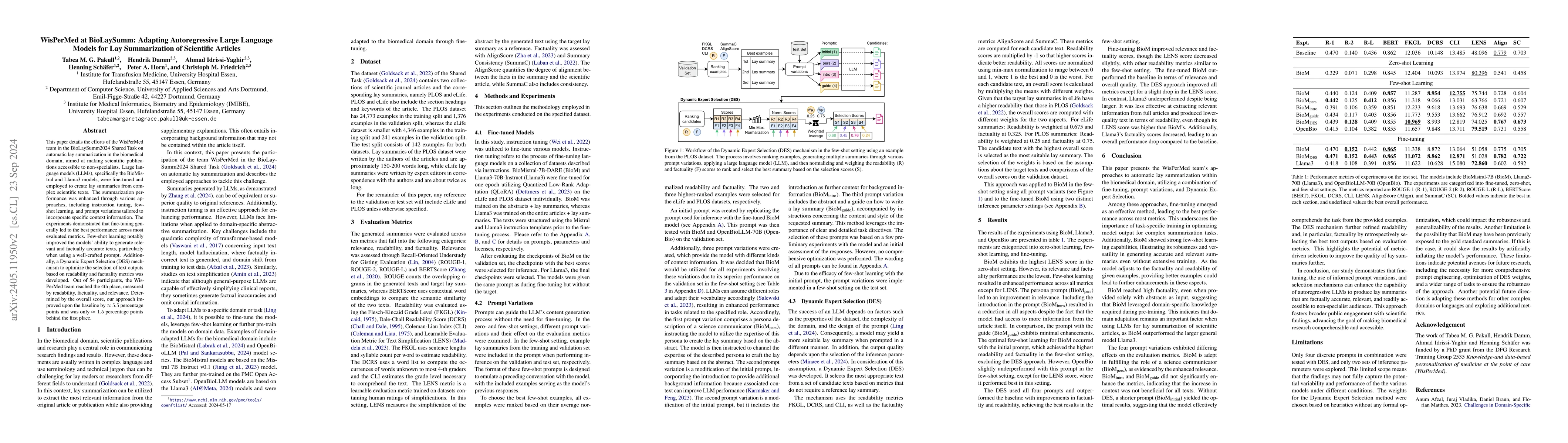 Thumbnail for WisPerMed at BioLaySumm: Adapting Autoregressive Large Language Models
  for Lay Summarization of Scientific Articles