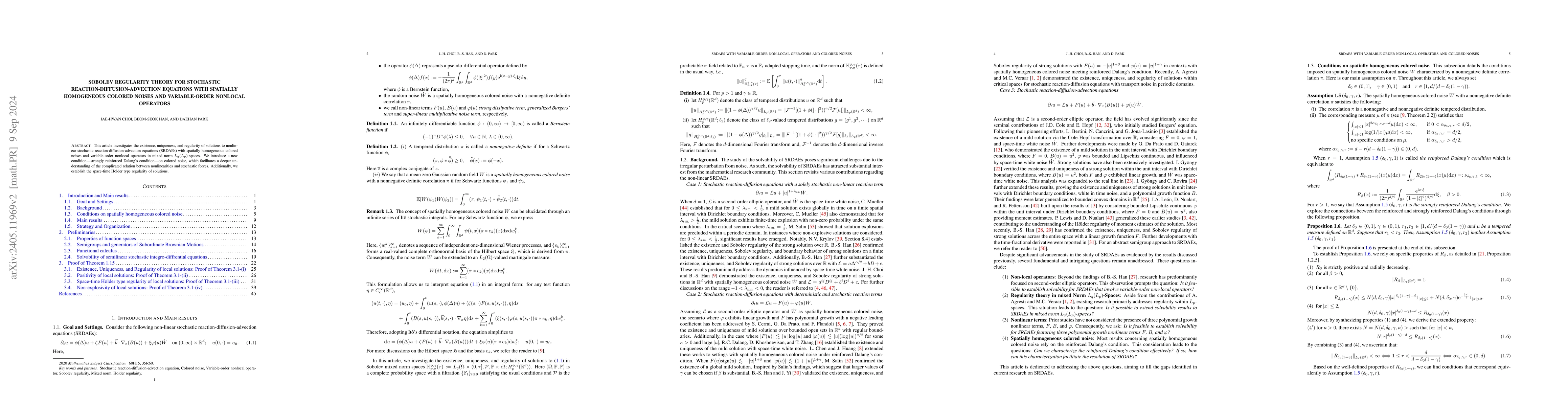 Thumbnail for Sobolev regularity theory for stochastic reaction-diffusion-advection
  equations with spatially homogeneous colored noises and variable-order
  nonlocal operators