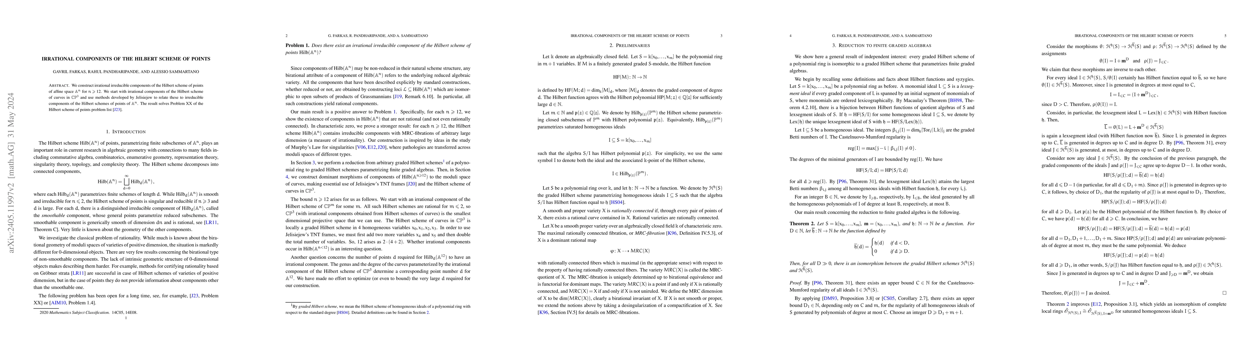 Thumbnail for Irrational components of the Hilbert scheme of points