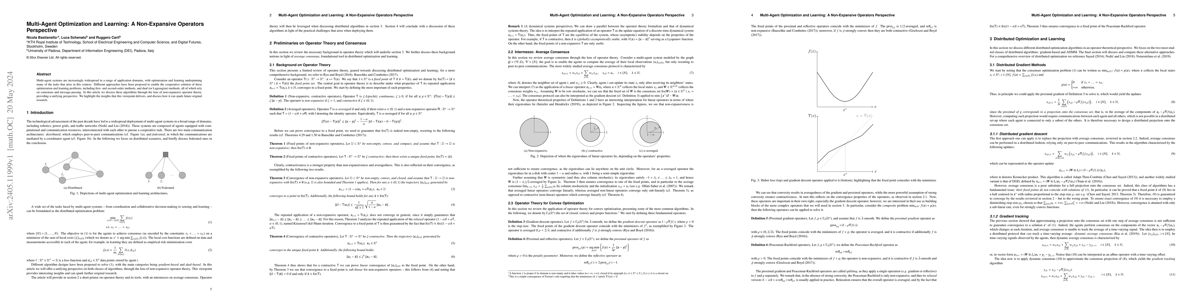 Thumbnail for Multi-Agent Optimization and Learning: A Non-Expansive Operators
  Perspective