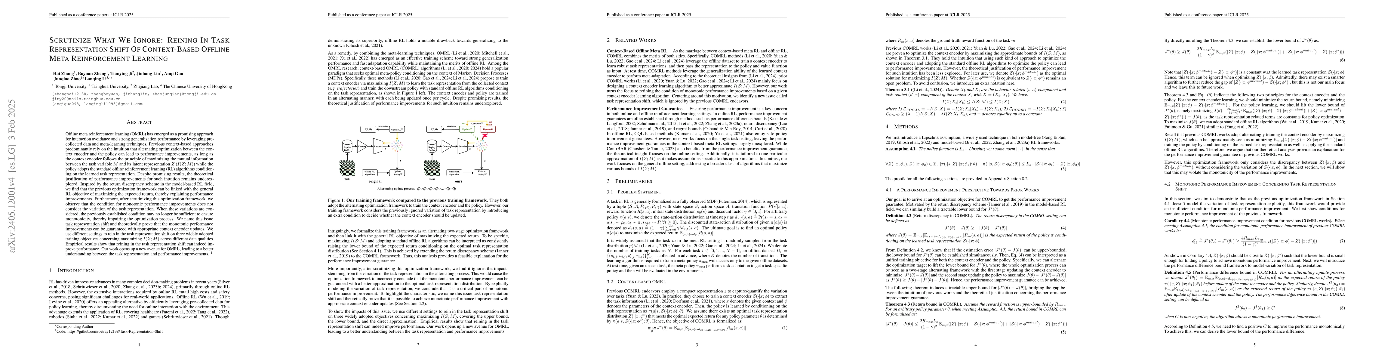 Thumbnail for Scrutinize What We Ignore: Reining Task Representation Shift In
  Context-Based Offline Meta Reinforcement Learning