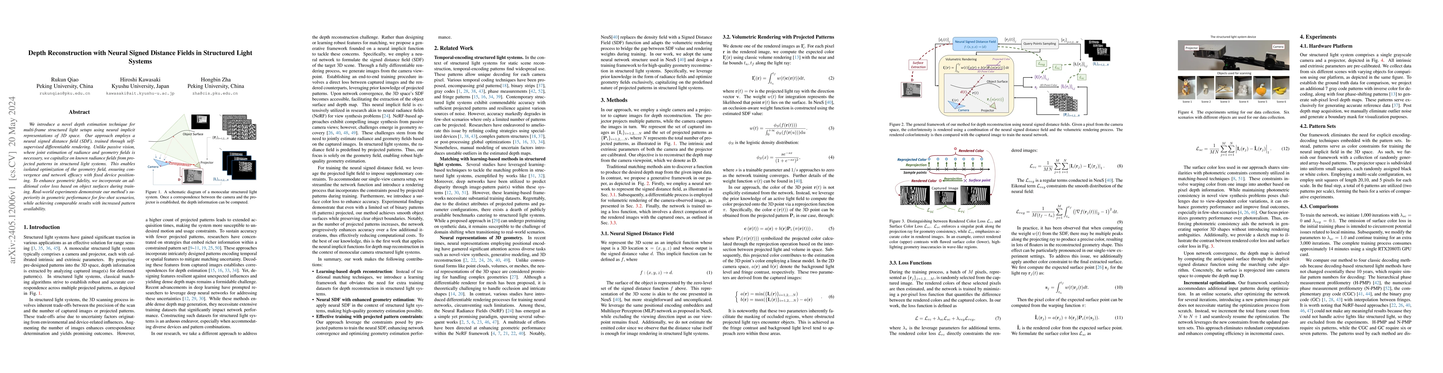 Thumbnail for Depth Reconstruction with Neural Signed Distance Fields in Structured
  Light Systems