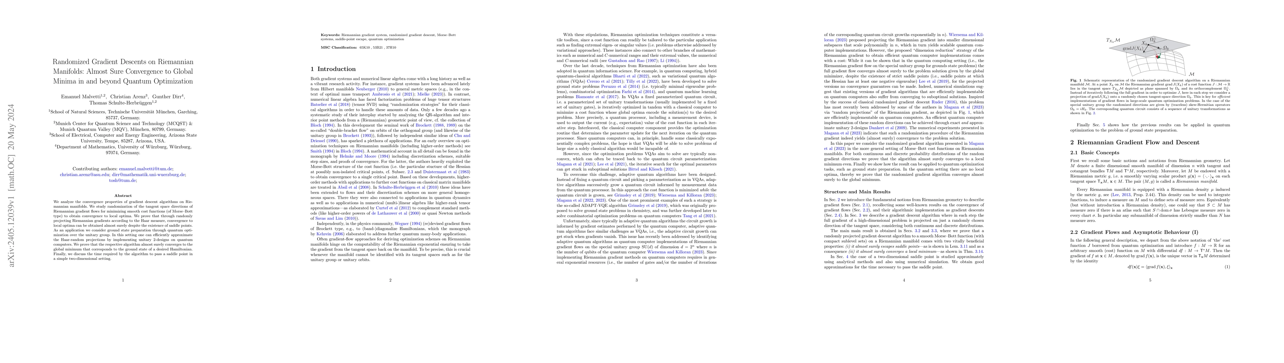 Thumbnail for Randomized Gradient Descents on Riemannian Manifolds: Almost Sure
  Convergence to Global Minima in and beyond Quantum Optimization