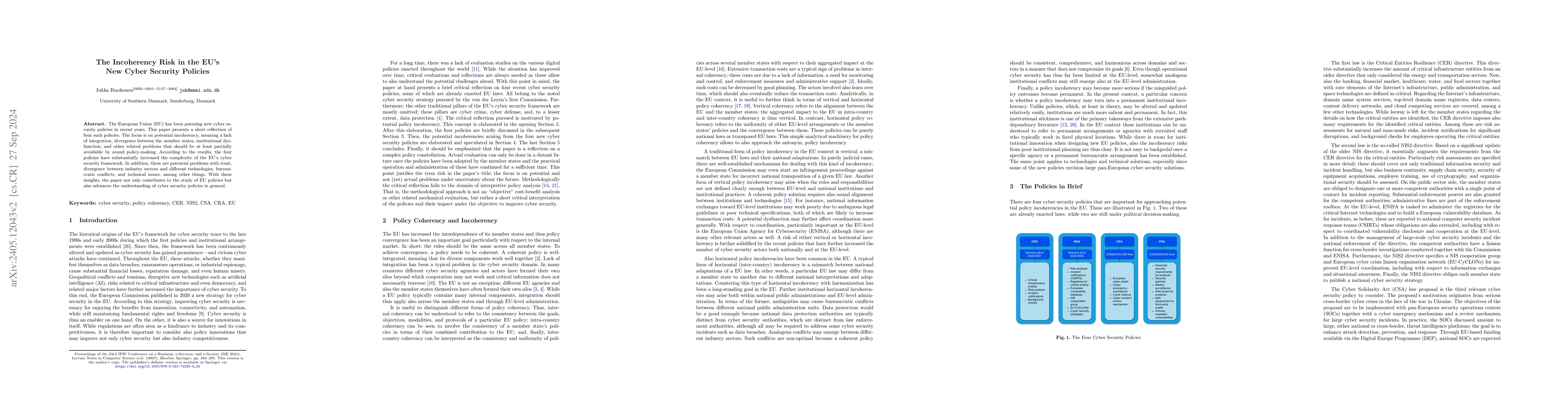 Thumbnail for The Incoherency Risk in the EU's New Cyber Security Policies