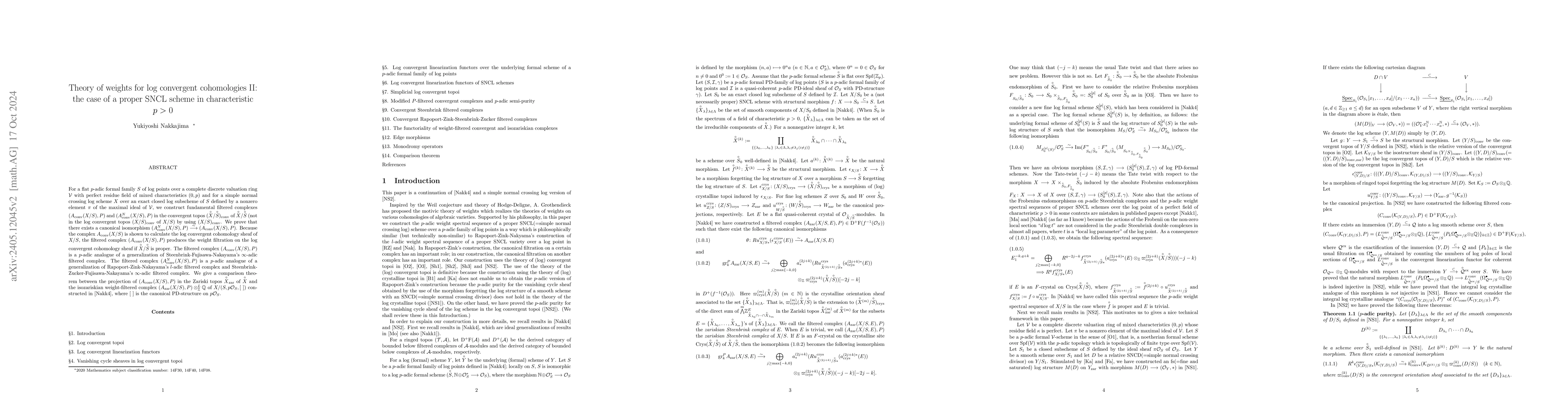 Thumbnail for Theory of weights for log convergent cohomologies II: the case of a
  proper SNCL scheme in characteristic $p>0$
