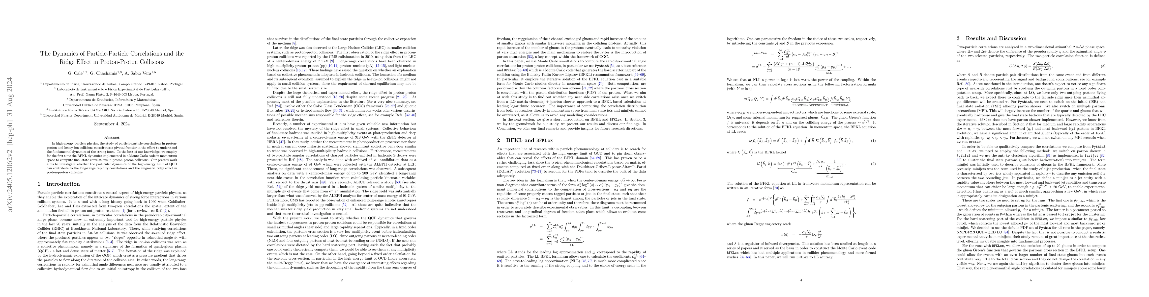 Thumbnail for The Dynamics of Particle-Particle Correlations and the Ridge Effect in
  Proton-Proton Collisions