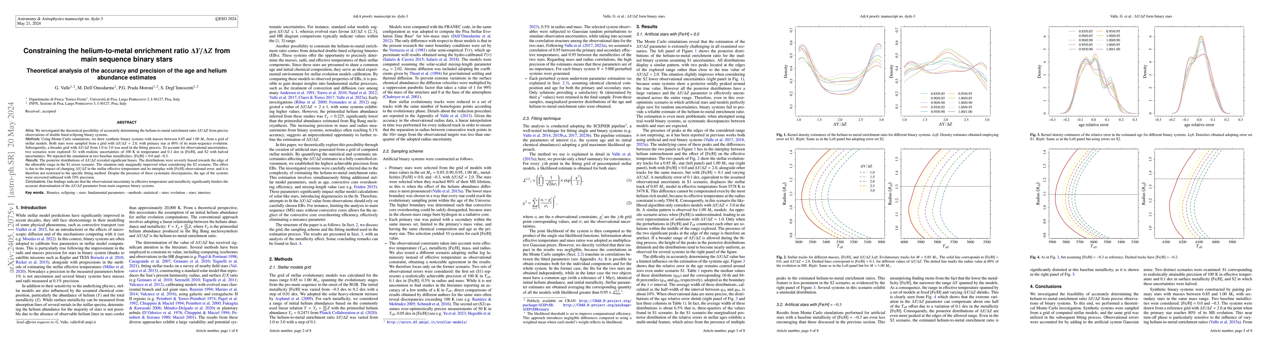 Thumbnail for Constraining the helium-to-metal enrichment ratio $\Delta Y/\Delta Z$
  from main sequence binary stars. Theoretical analysis of the accuracy and
  precision of the age and helium abundance estimates