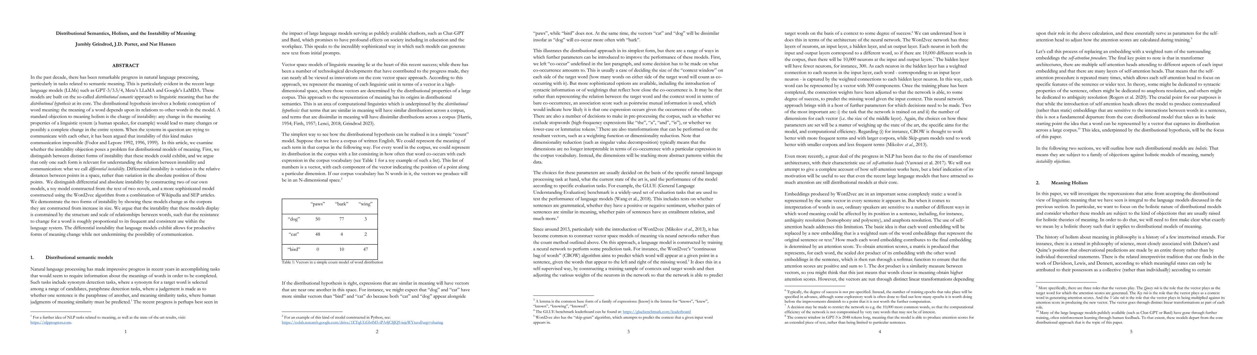 Thumbnail for Distributional Semantics, Holism, and the Instability of Meaning
