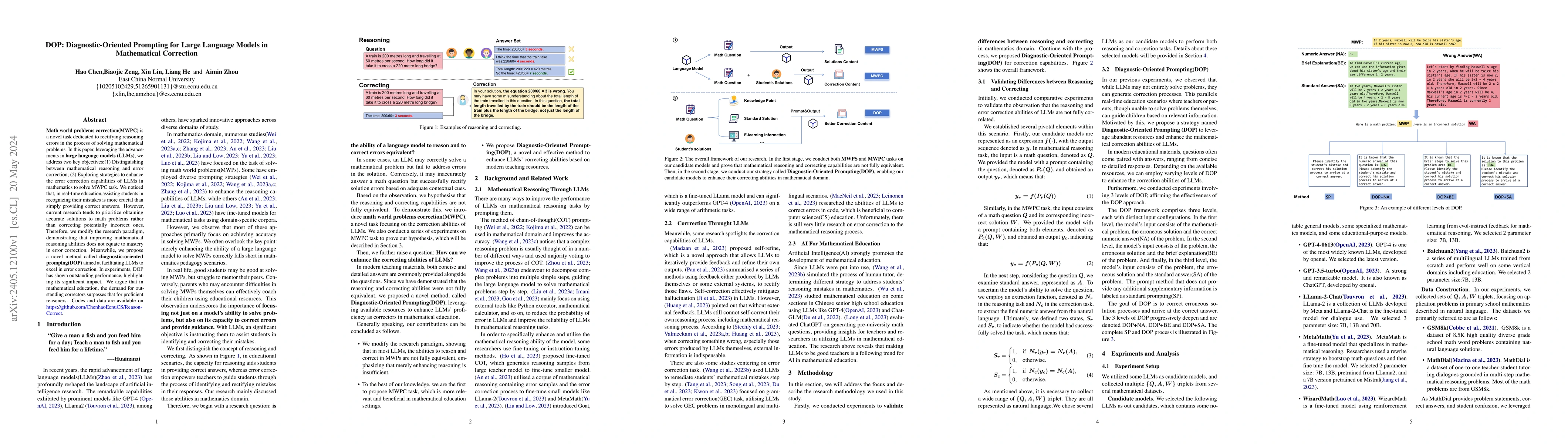 Thumbnail for DOP: Diagnostic-Oriented Prompting for Large Language Models in
  Mathematical Correction