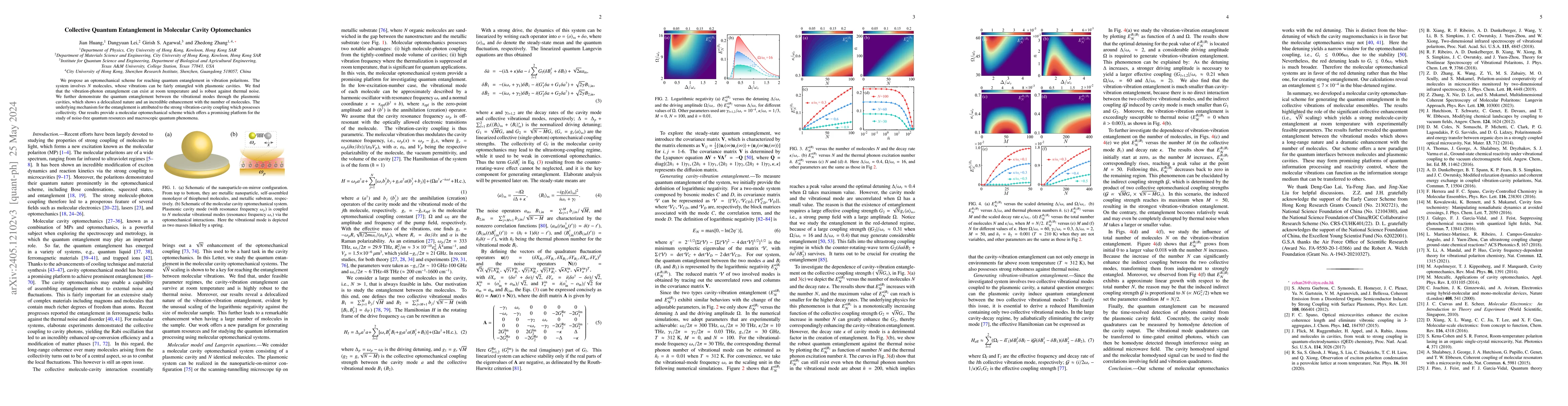 Thumbnail for Collective Quantum Entanglement in Molecular Cavity Optomechanics
