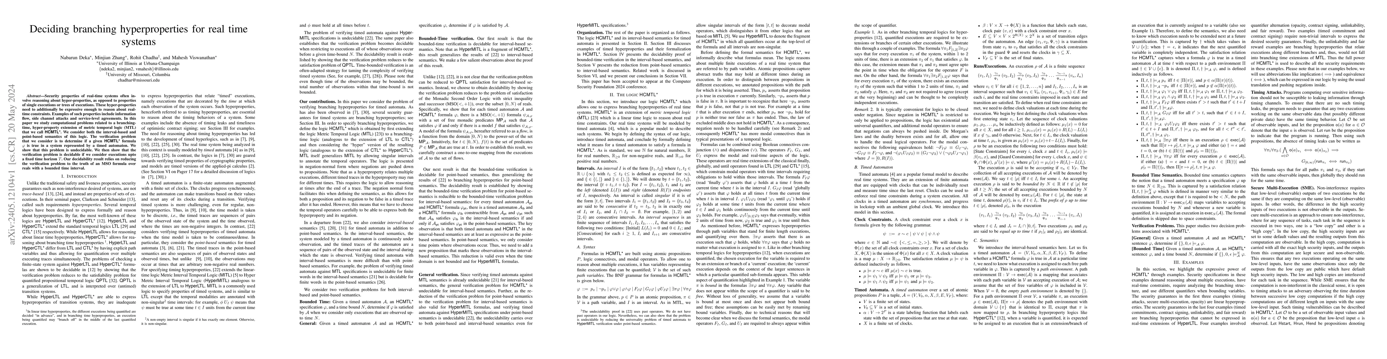 Thumbnail for Deciding branching hyperproperties for real time systems