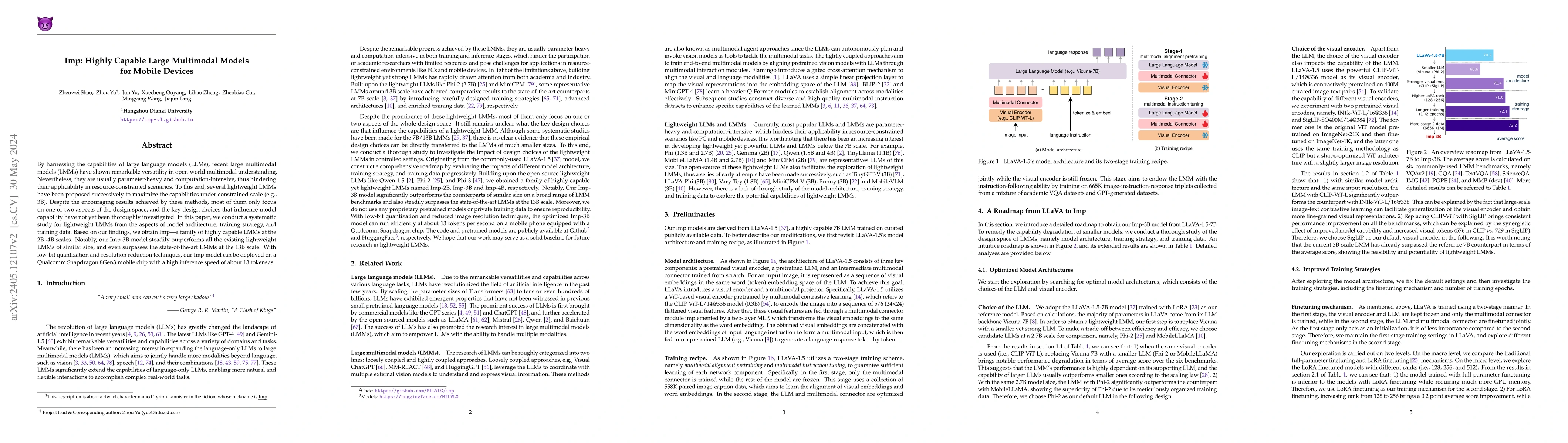 Thumbnail for Imp: Highly Capable Large Multimodal Models for Mobile Devices