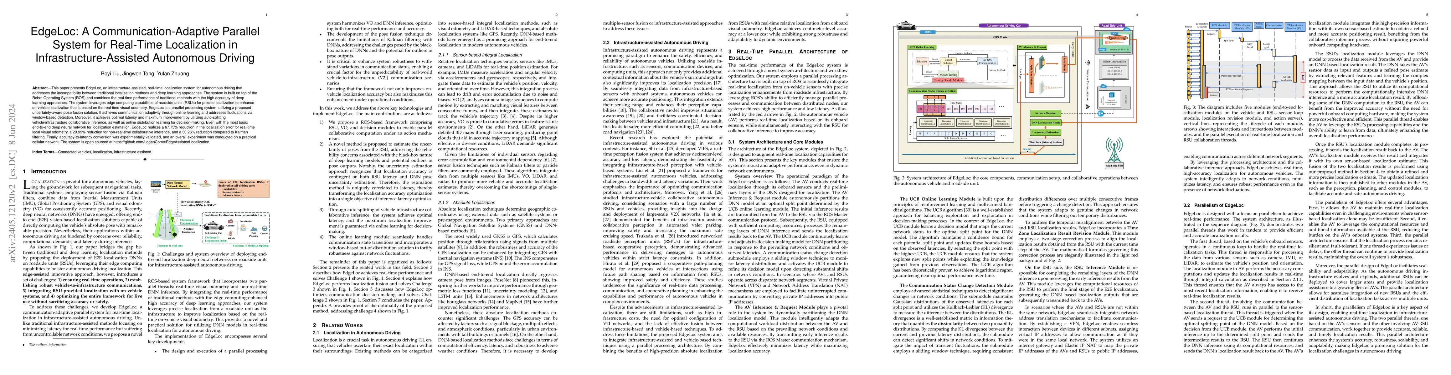 Thumbnail for EdgeLoc: A Communication-Adaptive Parallel System for Real-Time
  Localization in Infrastructure-Assisted Autonomous Driving