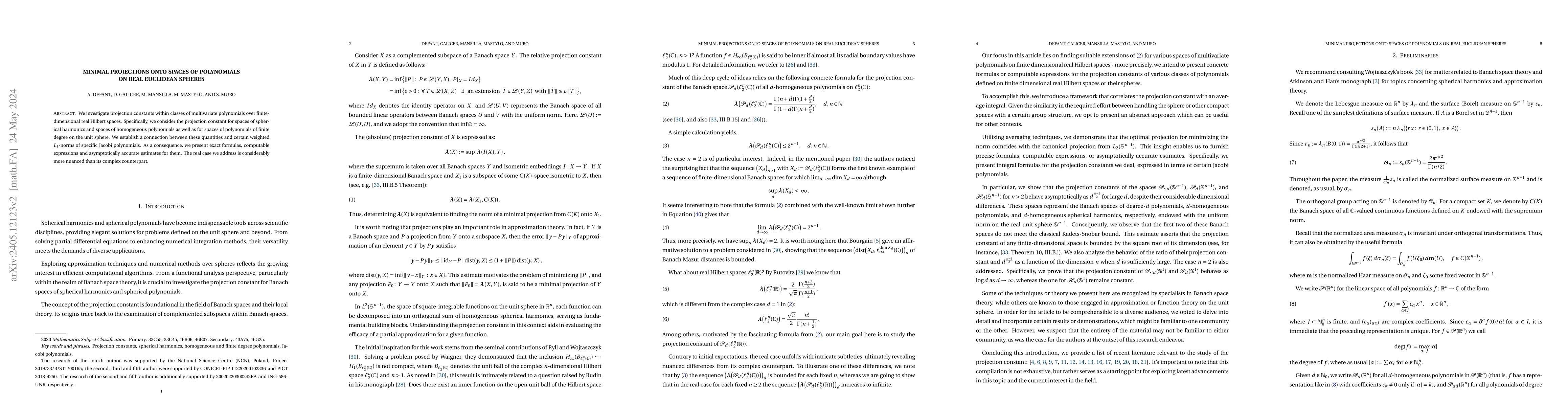 Thumbnail for Minimal projections onto spaces of polynomials on real euclidean spheres