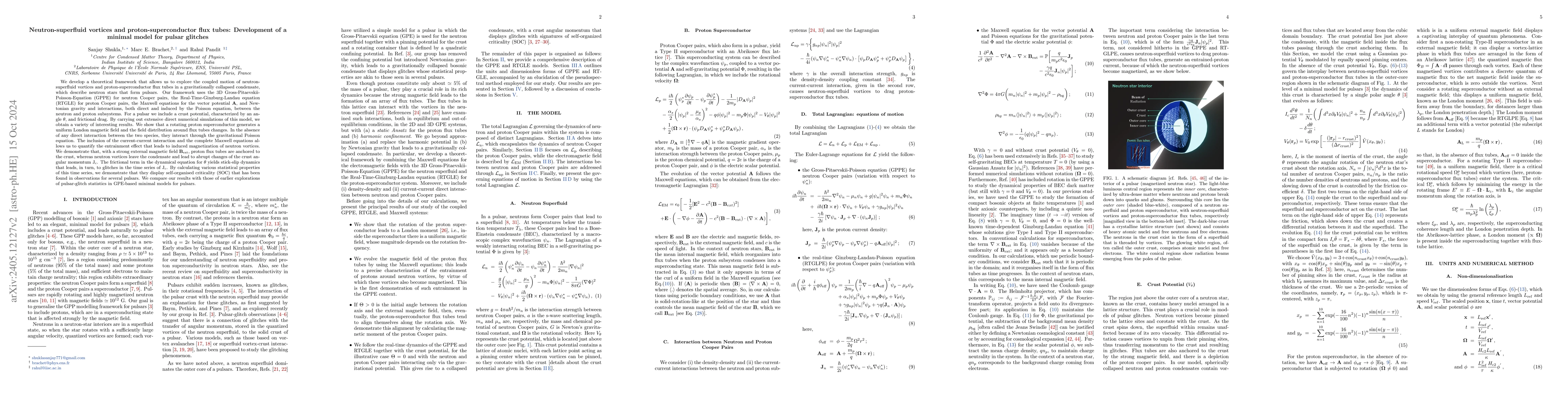 Thumbnail for Neutron-superfluid vortices and proton-superconductor flux tubes:
  Development of a minimal model for pulsar glitches