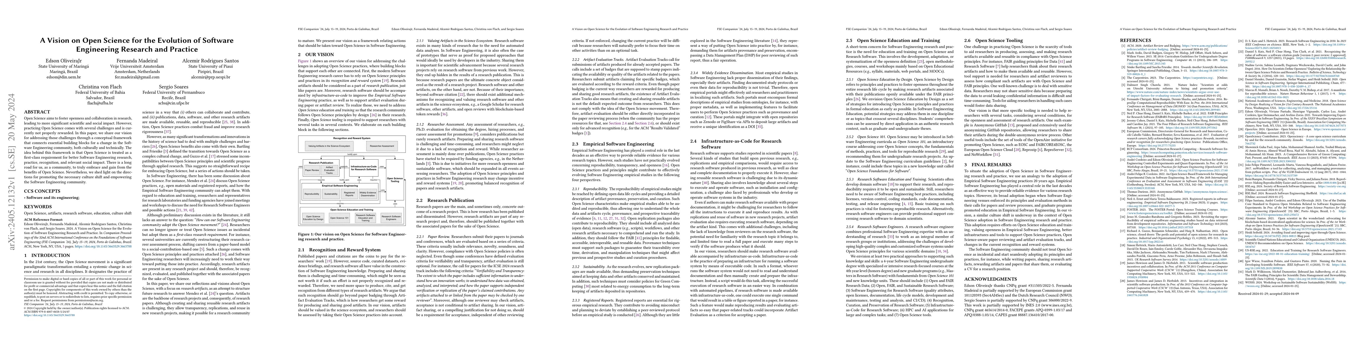 Thumbnail for A Vision on Open Science for the Evolution of Software Engineering
  Research and Practice