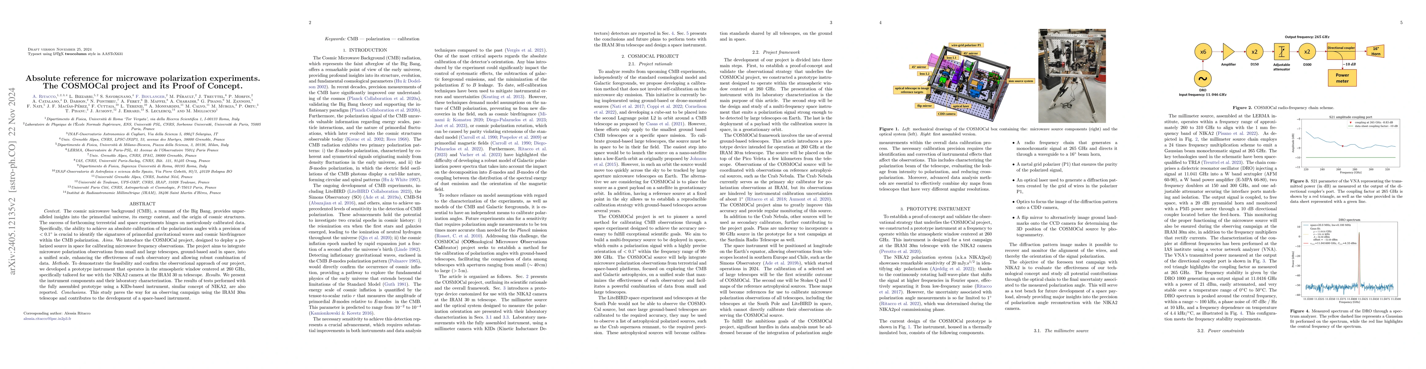 Thumbnail for Absolute reference for microwave polarization experiments -- The
  COSMOCal project and its proof of concept